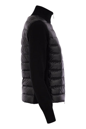 MONCLER Elegant Padded Wool Zip Cardigan