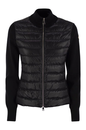 MONCLER Elegant Padded Wool Zip Cardigan