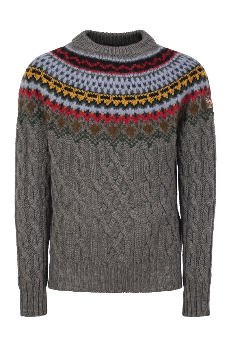 MONCLER GRENOBLE Premium Wool and Alpaca Geometric Cable-Knit Jumper