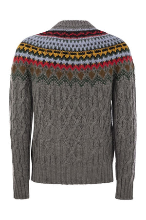 MONCLER GRENOBLE Premium Wool and Alpaca Geometric Cable-Knit Jumper