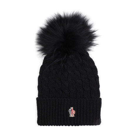 MONCLER GRENOBLE Braided Wool Hat with Pompon for Women - FW24