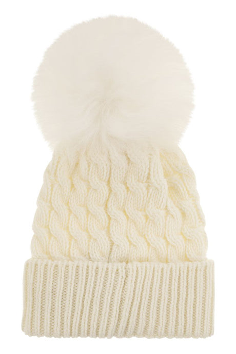 MONCLER GRENOBLE Cozy Wool Knit Beanie with Luxurious Pom-Pom