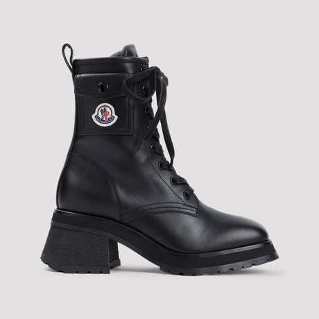 MONCLER Chic Leather Lace-Up Ankle Boots