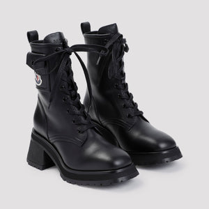 MONCLER Chic Leather Lace-Up Ankle Boots