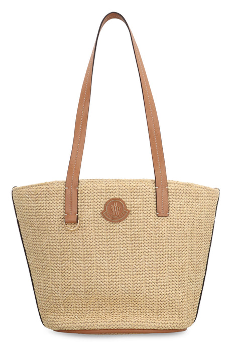 MONCLER Woven Raffia Mini Tote Handbag