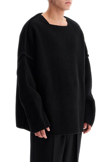 JIL SANDER Men's Oversized Ribbed Wool Pullover - Size L