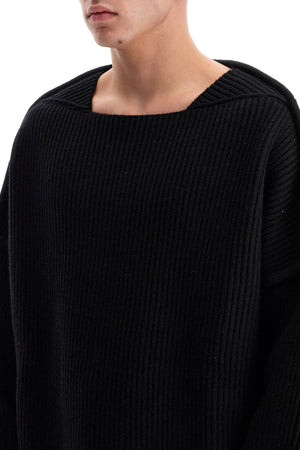 JIL SANDER Men's Oversized Ribbed Wool Pullover - Size L