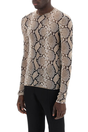 JIL SANDER Silk Python Print Long-Sleeved T-Shirt for Men