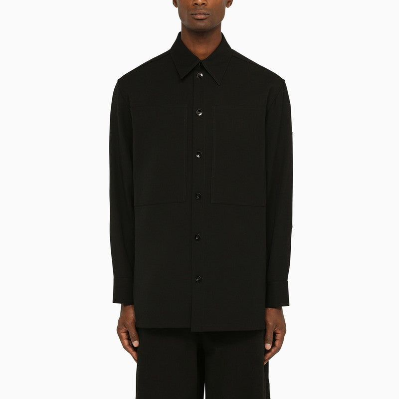 JIL SANDER Black Wool Long Sleeve Shirt for Men - FW23