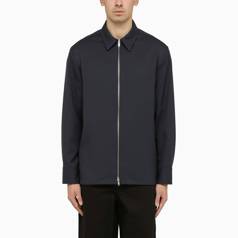 JIL SANDER Blue Shirt Jacket with Zip for Men - SS24 Collection