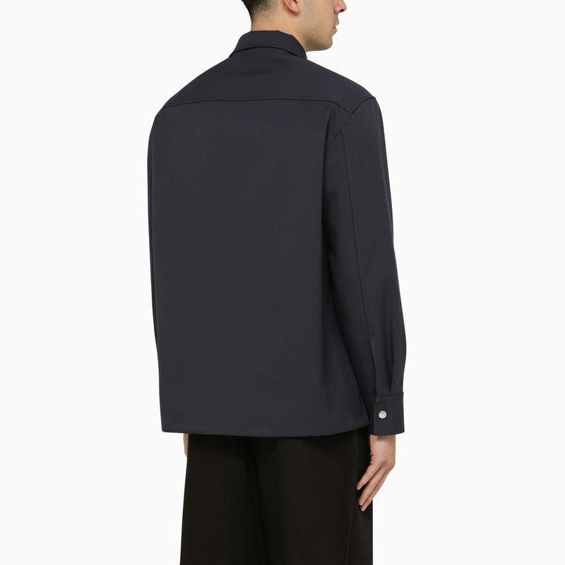 JIL SANDER Blue Shirt Jacket with Zip for Men - SS24 Collection