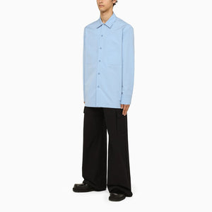 Light Blue Oversize Cotton Shirt with Pockets for Men - SS24