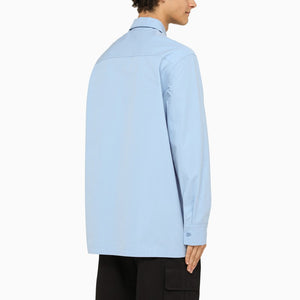 Light Blue Oversize Cotton Shirt with Pockets for Men - SS24