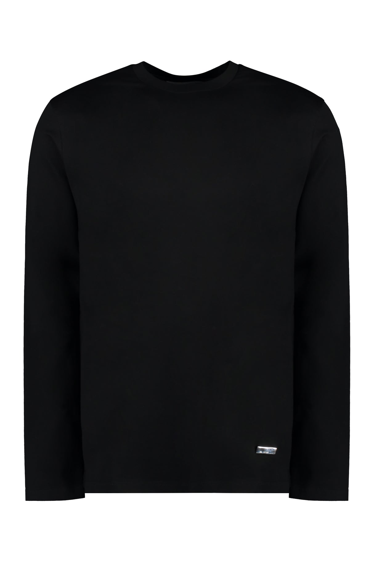 Ribbed Neckline Cotton T-Shirt for Men - Black