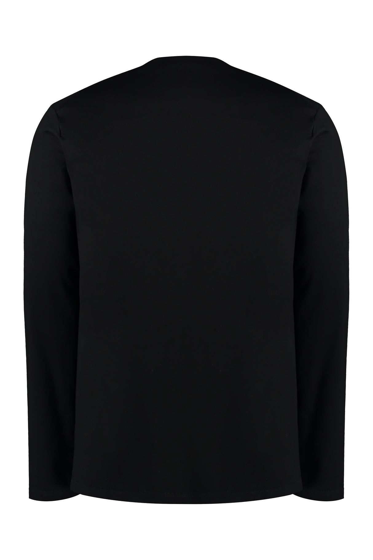 Ribbed Neckline Cotton T-Shirt for Men - Black