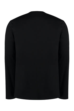 Ribbed Neckline Cotton T-Shirt for Men - Black