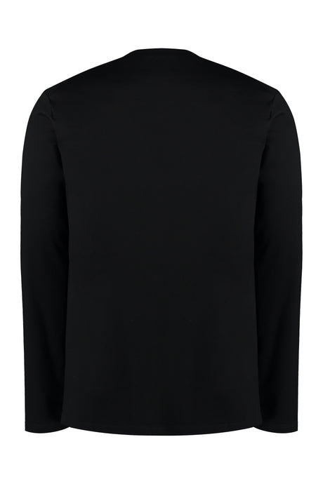 Ribbed Neckline Cotton T-Shirt for Men - Black