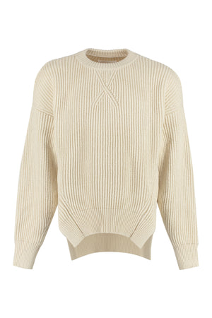 White Ribbed Sweater with Side Slits - SS23 Collection