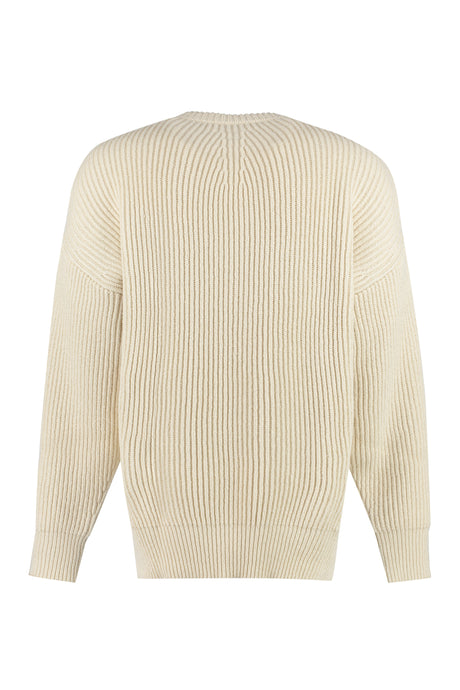 White Ribbed Sweater with Side Slits - SS23 Collection