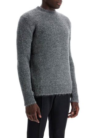 Alpaca Crew-Neck Sweater in Melange Grey for Men