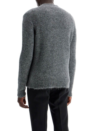 Alpaca Crew-Neck Sweater in Melange Grey for Men