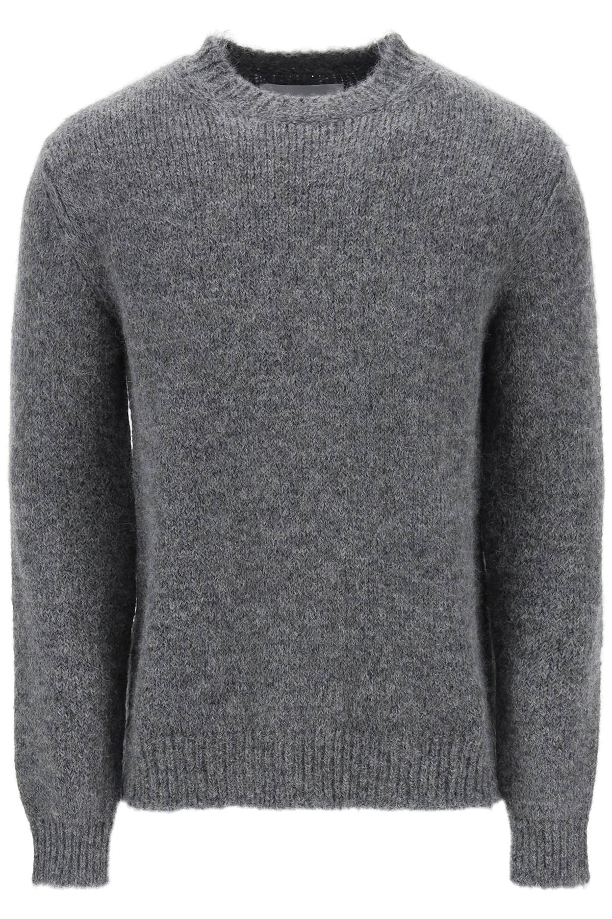 Alpaca Crew-Neck Sweater in Melange Grey for Men