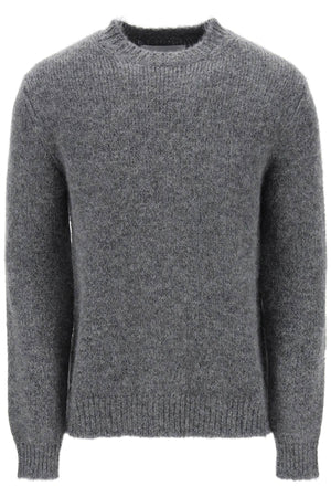 Alpaca Crew-Neck Sweater in Melange Grey for Men