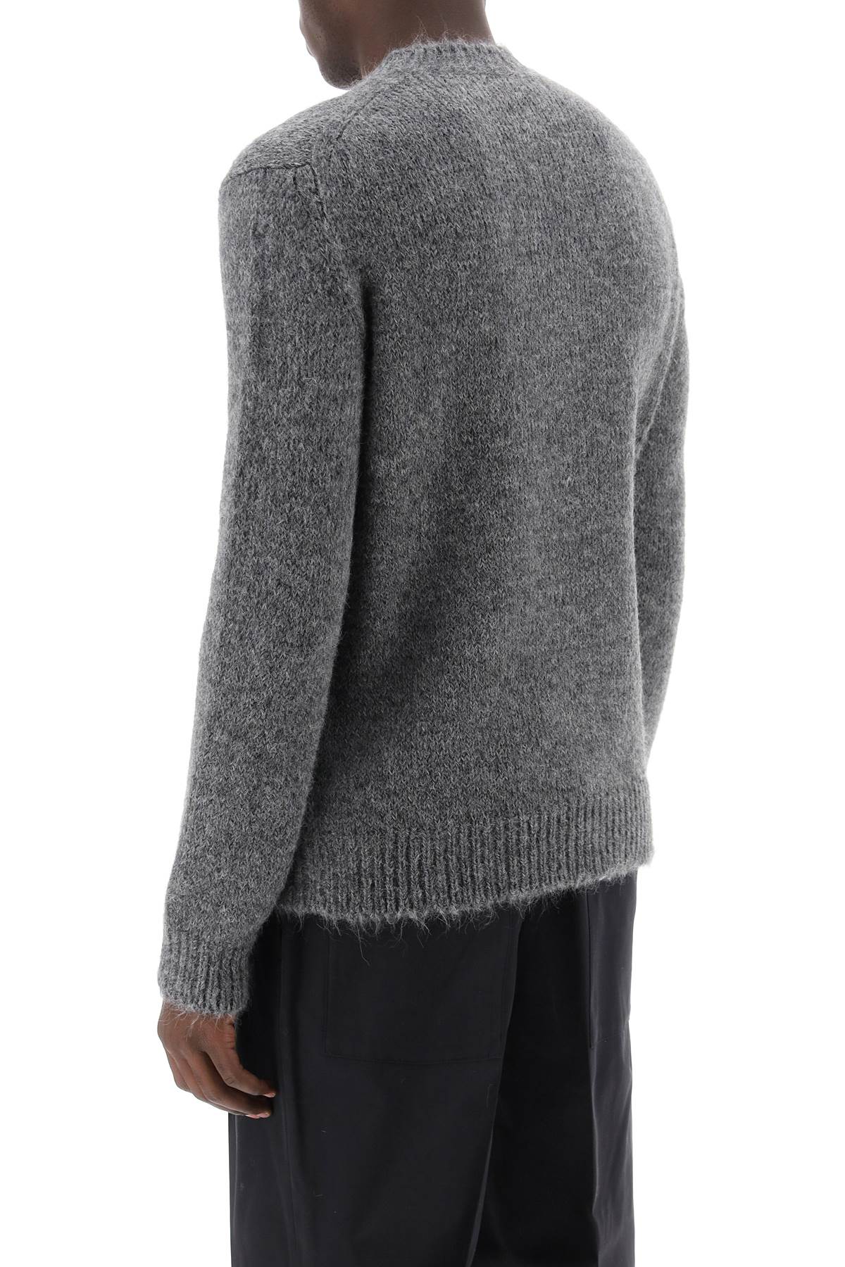 Alpaca Crew-Neck Sweater in Melange Grey for Men