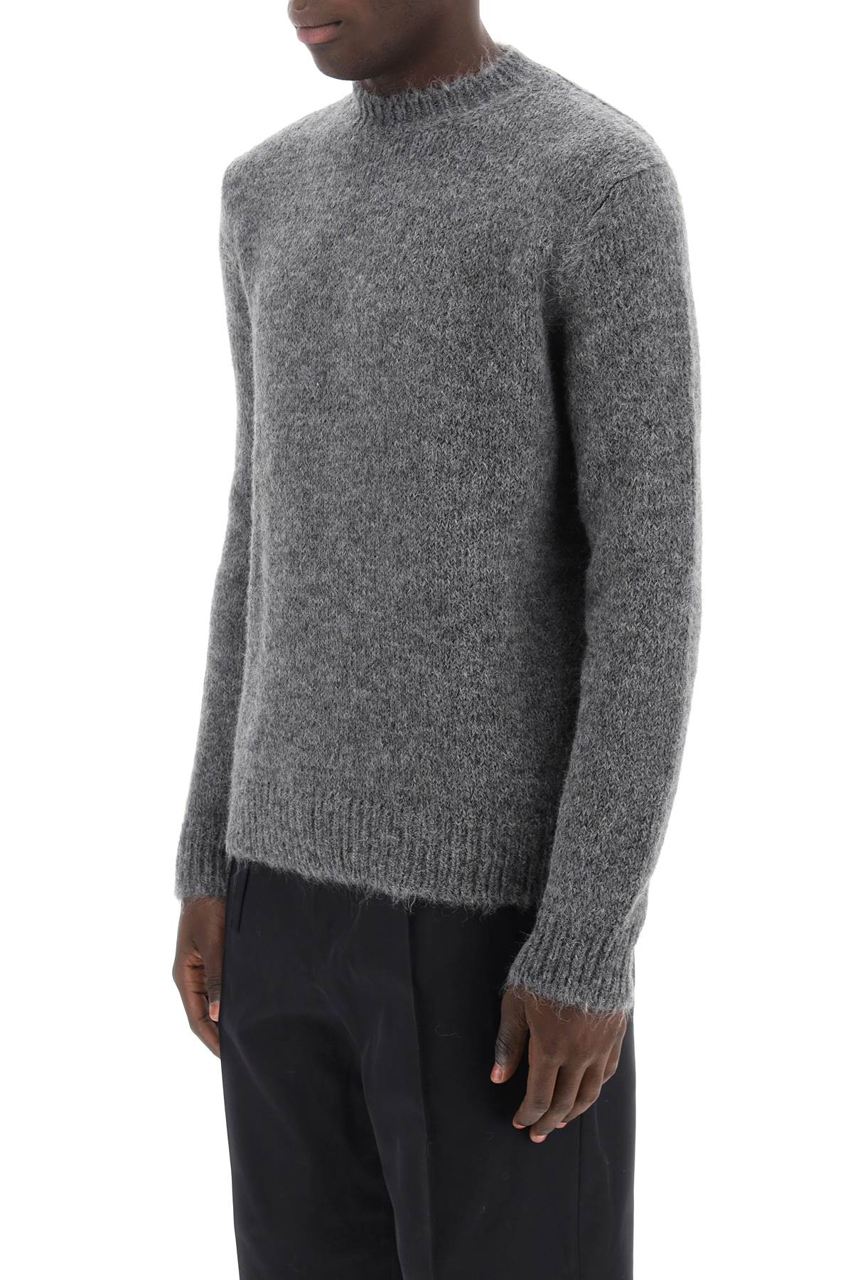 Alpaca Crew-Neck Sweater in Melange Grey for Men