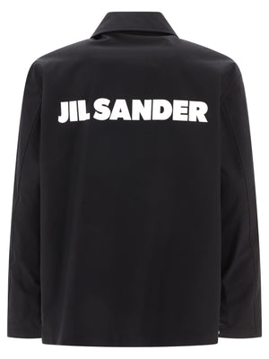 JIL SANDER Men's Black Logo Print Jacket for a Stylish Look