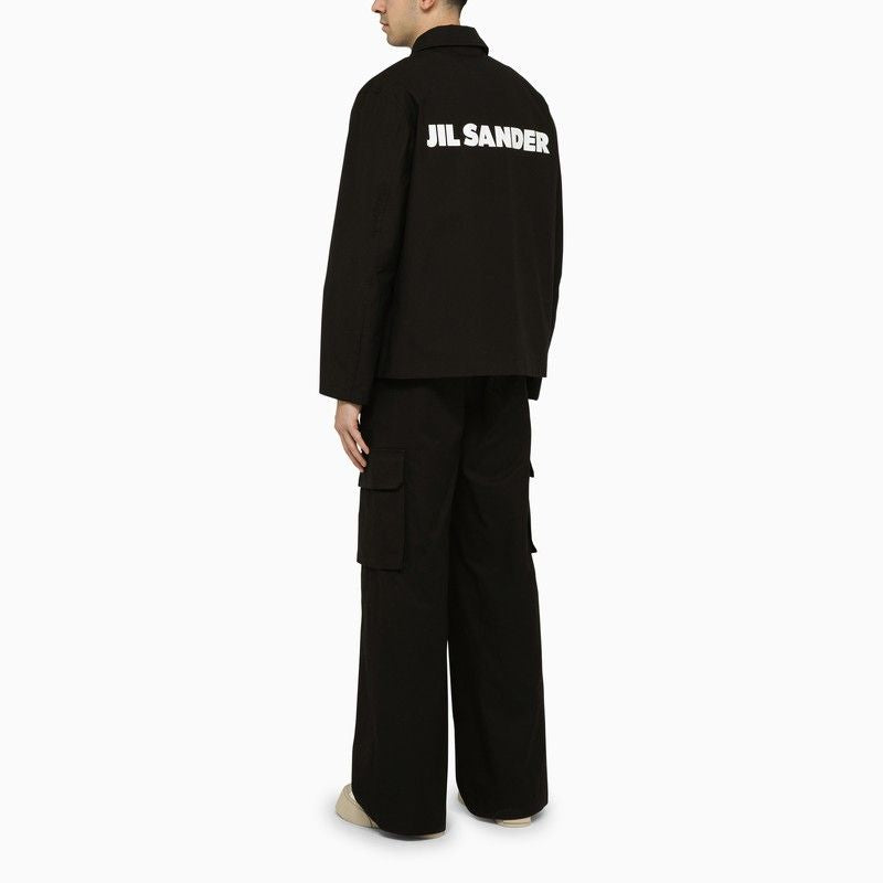 Black Shirt-Jacket with Logo for SS24