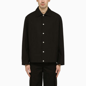 Black Shirt-Jacket with Logo for SS24