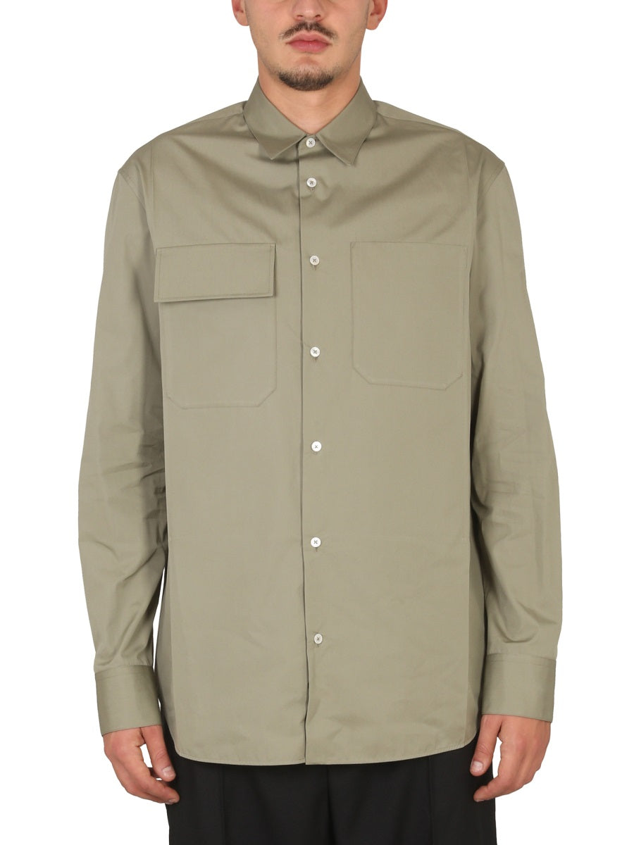 JIL SANDER Classic Men's Poplin Shirt with Button Closure