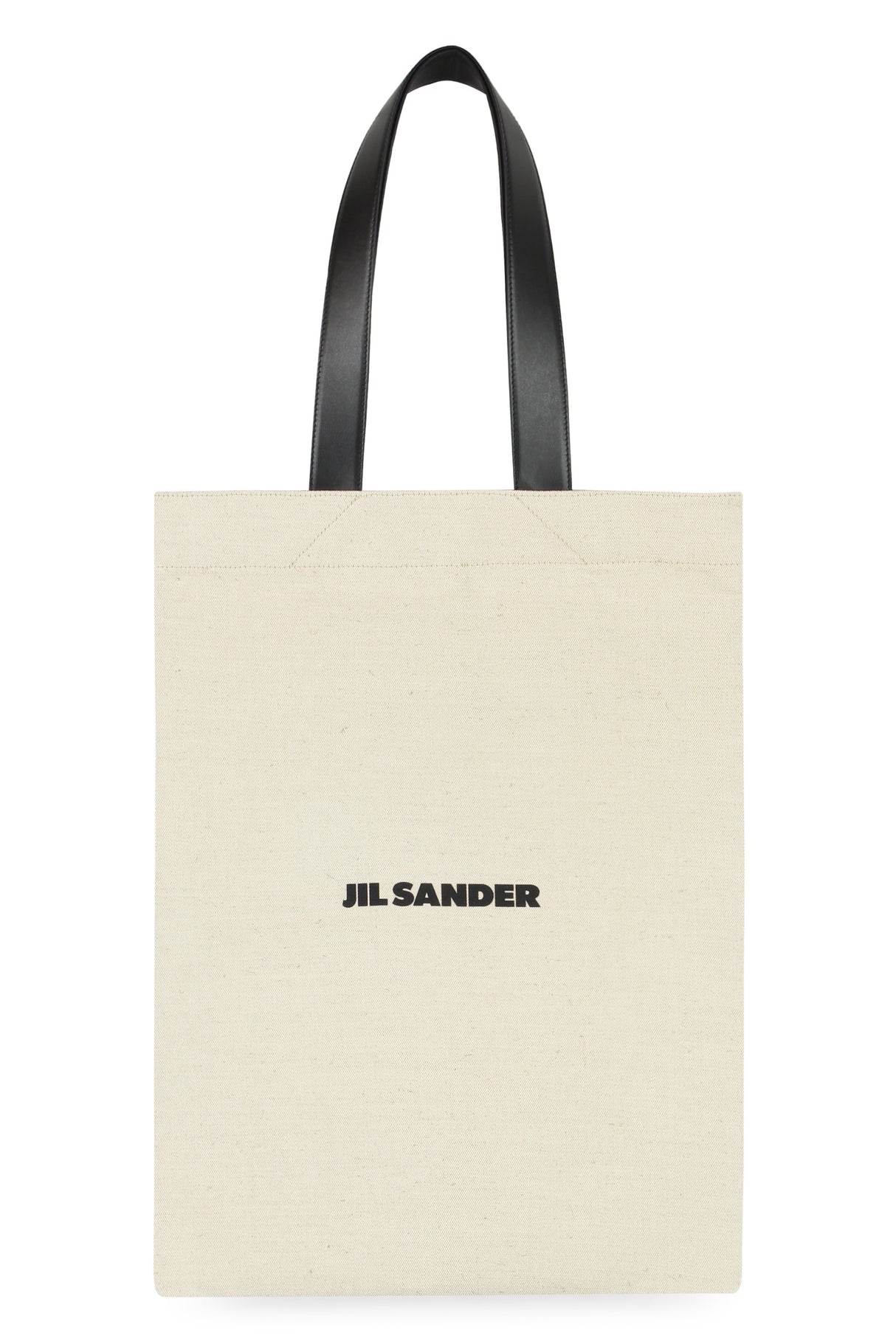 JIL SANDER Beige Tote Handbag for Men - Canvas Item with Leather Details