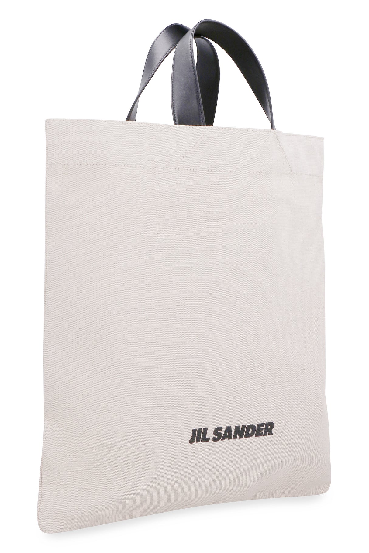 JIL SANDER Men's Ivory Canvas Tote Bag with Front Logo Print