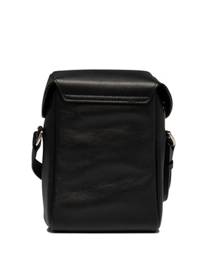 JIL SANDER Mini Lid Men's Black Leather Crossbody Bag - FW24