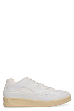 JIL SANDER Men's White Sneakers with Mesh Inserts and Round Toe - Carryover 2024