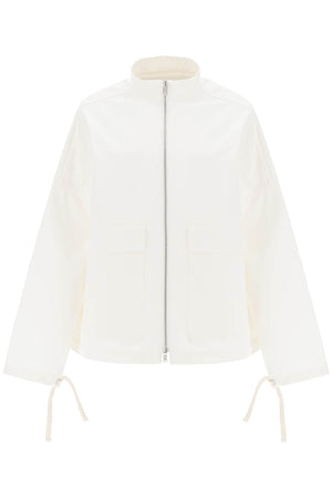 JIL SANDER Oversized Blouson Jacket in Pure Cotton Canvas - White