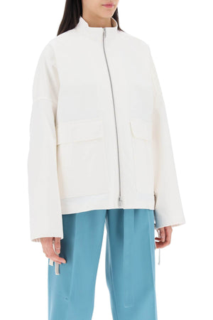 JIL SANDER Oversized Blouson Jacket in Pure Cotton Canvas - White