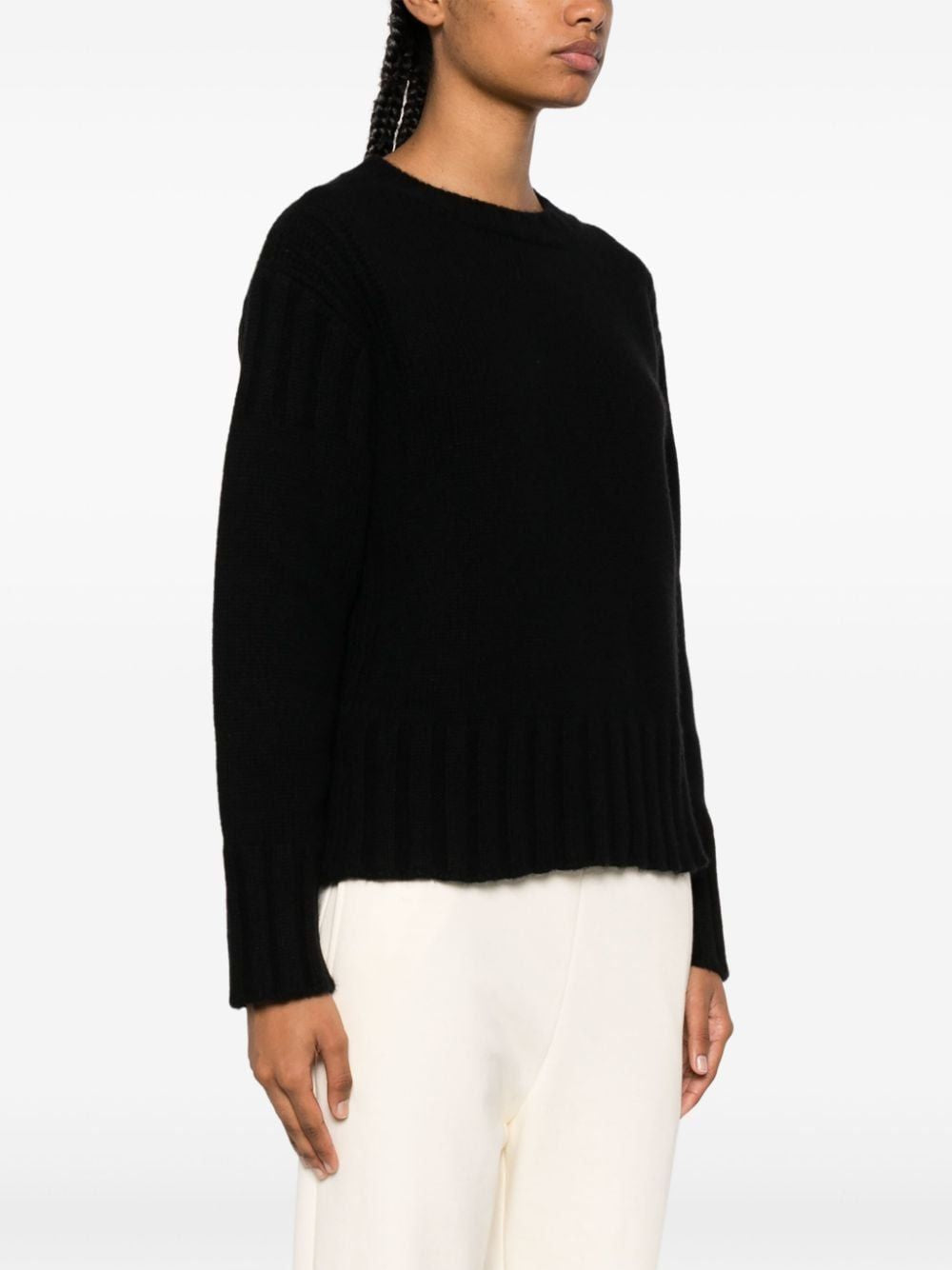俐落時尚的黑色網紋羊毛衫 - FW23系列