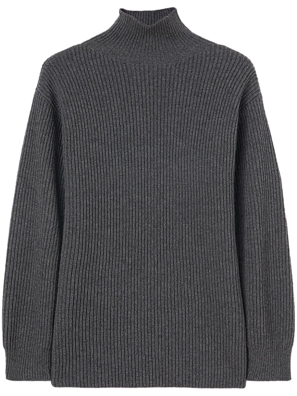 JIL SANDER High Neck Ribbed Knit Sweater