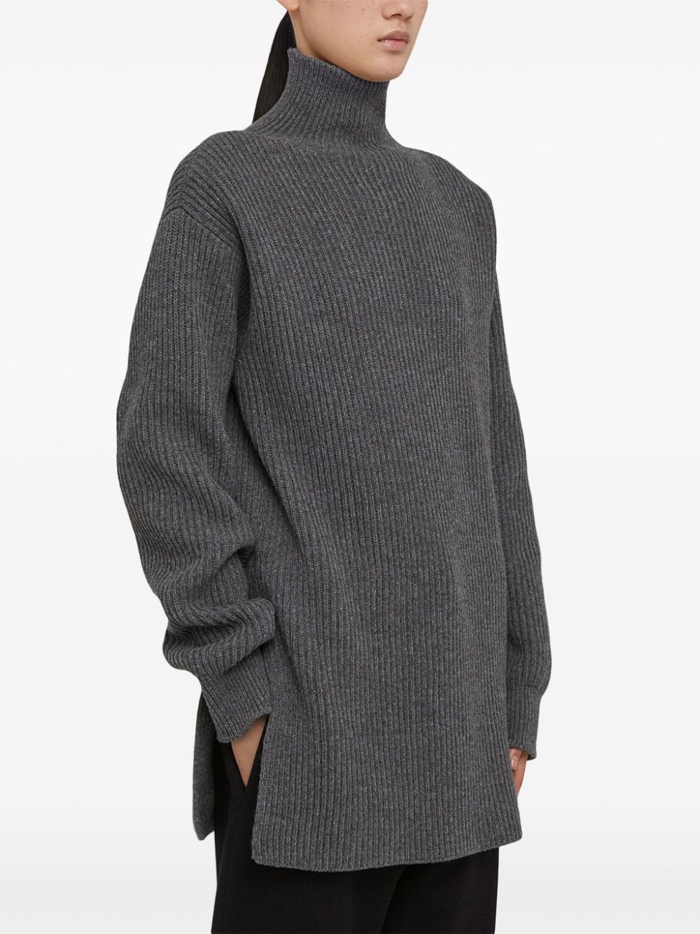 JIL SANDER High Neck Ribbed Knit Sweater