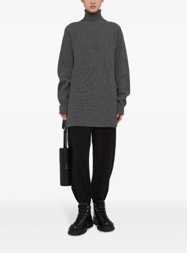 JIL SANDER High Neck Ribbed Knit Sweater