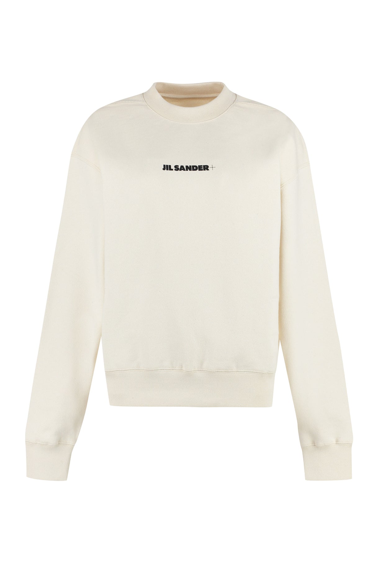 เสื้อกันหนาวผ้าฝ้ายมีลายโลโก้สำหรับผู้หญิง สีเบจ - คอลเลกชัน JIL SANDER+