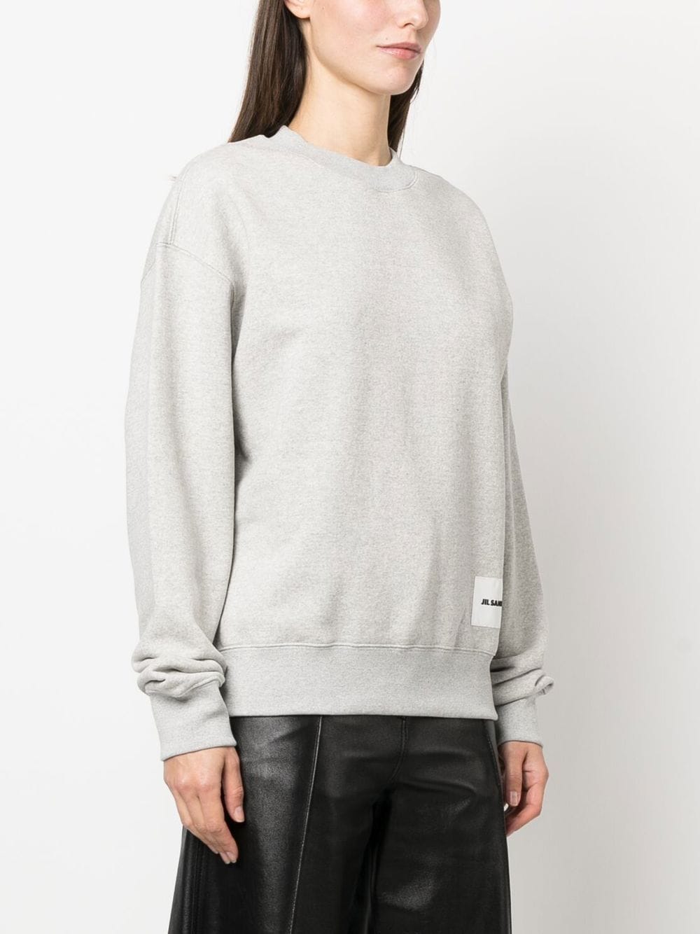 JIL SANDER Light Grey Cotton Fleece Sweater for Women - FW24