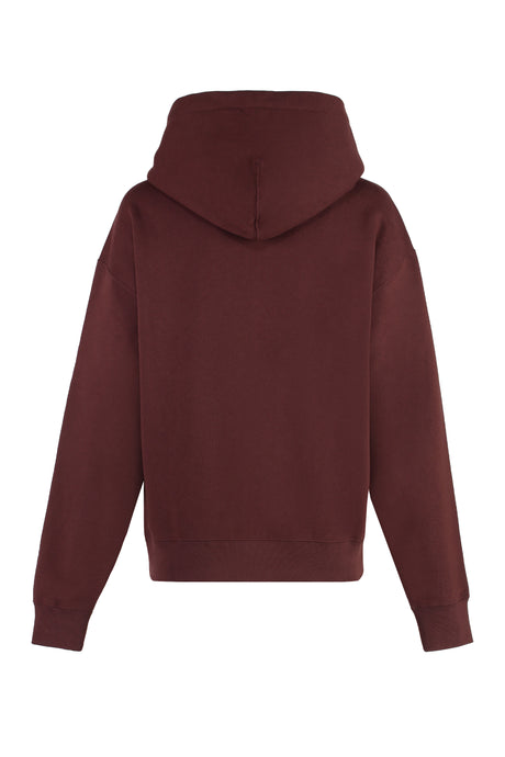 JIL SANDER Grape Cotton Hoodie with Ribbed Trim