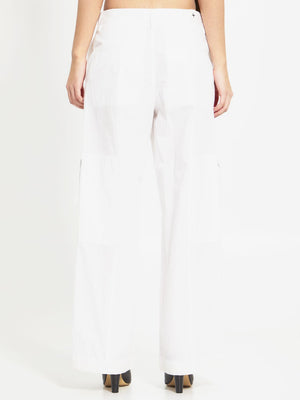 JIL SANDER White Cotton Wide-Leg Cargo Pants for Women - SS23 Collection