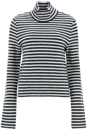 JIL SANDER Striped High-Neck Boiled Wool Knit Pullover Sweater - Regular Fit