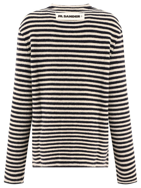 JIL SANDER Elegant Blue Striped Wool Sweater