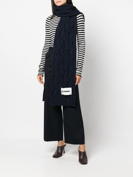 Luxurious Navy Cashmere Scarf for Women from JIL SANDER FW23 Collection